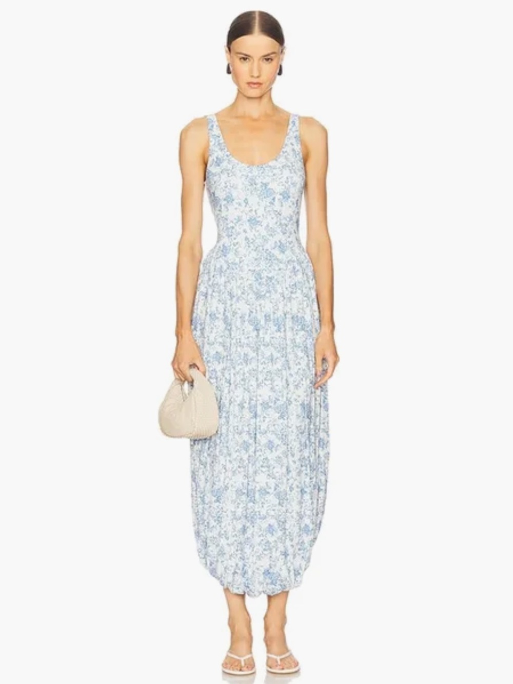 Caroline Constas Blue Toile Floral Midi Dress Size S